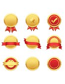 Collection of gold/red seals. Global colors 