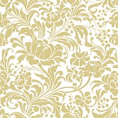 Pale gold seamless floral vector background. One section.