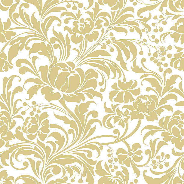 Gold seamless floral vector background Pale gold seamless floral vector background. One section. floral and decorative background stock illustrations