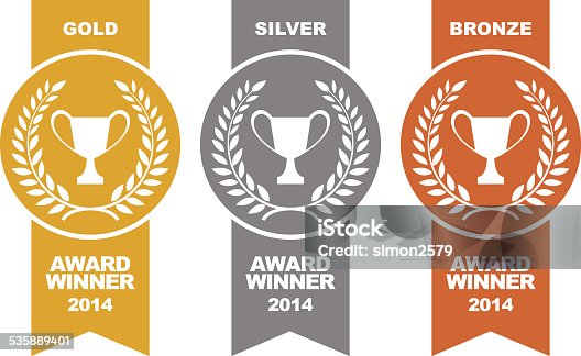 istock Gold, silver and bronze winner medals 535889401