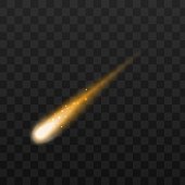 istock Gold sparkling comet or falling star - realistic golden space object 1313125487
