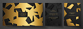 istock Gold star invitation, cover design set. Luxury starry pattern on black background 1330033741