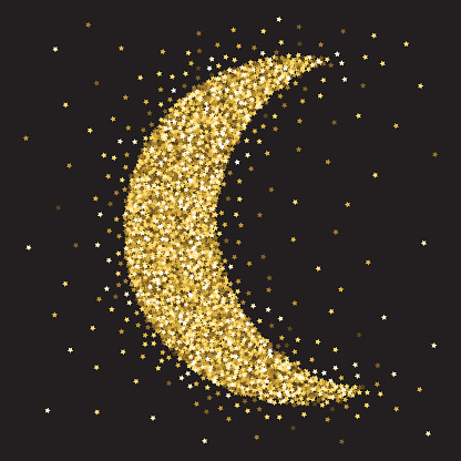 Gold Stars Glitter Big Moon Ornament