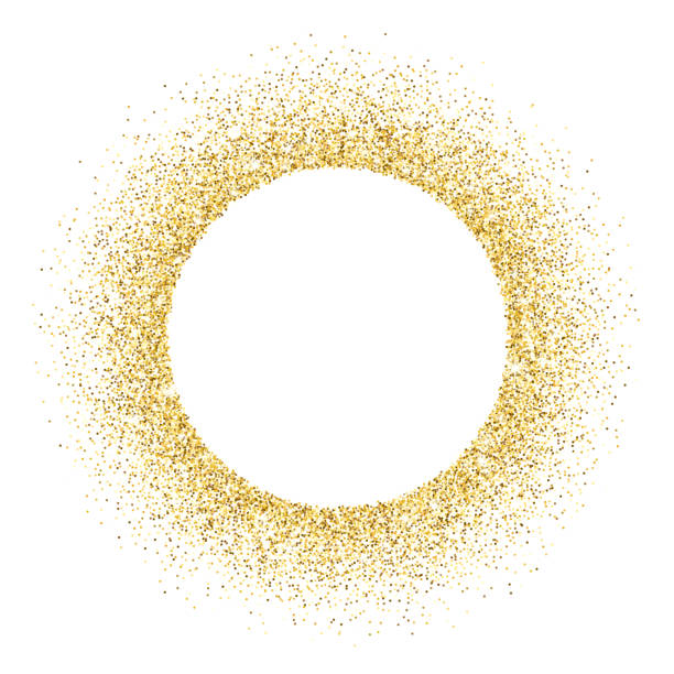 złoty wektorowy brokat okrąg ramki - brokat wyposażenie artysty i rzemieślnika stock illustrations