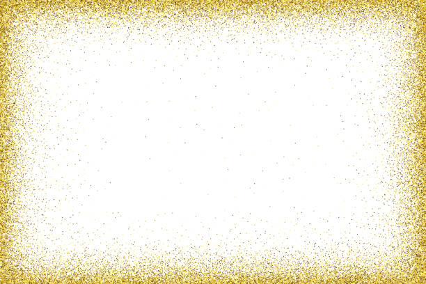 Gold vector glitter frame An empty golden frame for use as a design element. anniversary patterns stock illustrations
