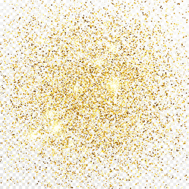 GoldBackground-120 Gold glitter confetti backdrop isolated on white transparent background. Celebratory texture with shining light effect. Vector illustration. rain borders stock illustrations
