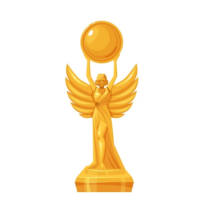 Golden award, trophy statue, sport or movie award.
