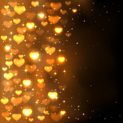 Golden Blurry Hearts Stock Illustration - Download Image Now - iStock