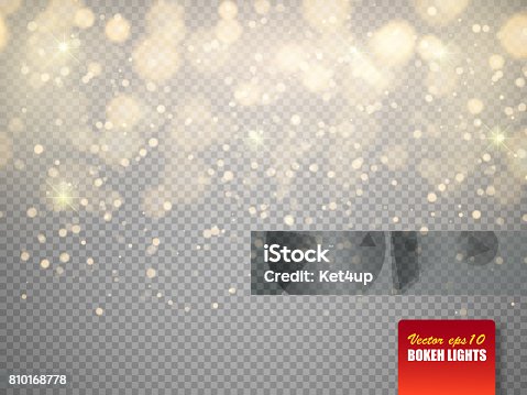istock Golden bokeh lights with glowing particles isolated. Vector 810168778