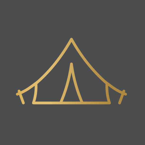 ゴールデンキャンプテントアイコン - グランピング点のイラスト素材／クリップアート素材／マンガ素材／アイコン素材