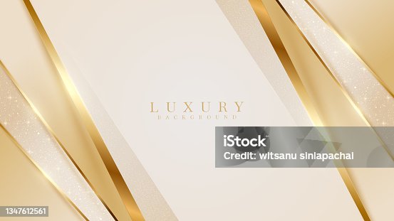 istock Golden diagonal lines luxury on cream color background. 1347612561