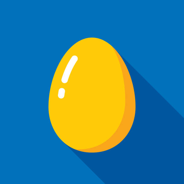 Golden Egg Icon Flat Vector illustration of a golden egg against a blue background in flat style. nest egg stock illustrations