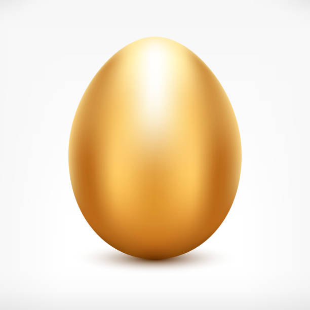Golden Egg Vector golden egg. Shiny metallic Easter egg icon for your design. egg stock illustrations