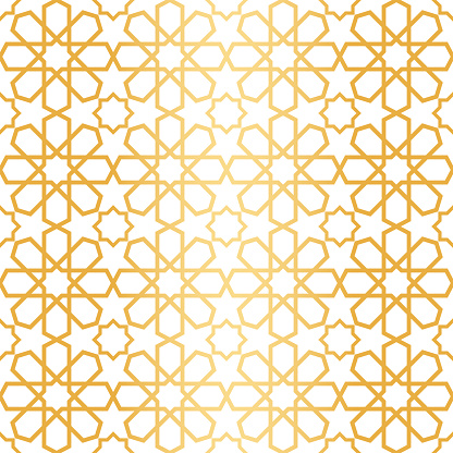 Golden geometric, islamic seamless pattern design. Oriental traditional elegance, luxury decorative background