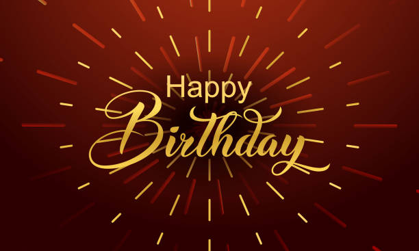 golden Happy Birthday text on dark background vector art illustration
