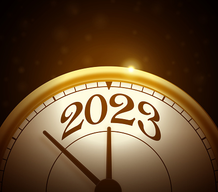 Golden Happy New Year 2023 Clock