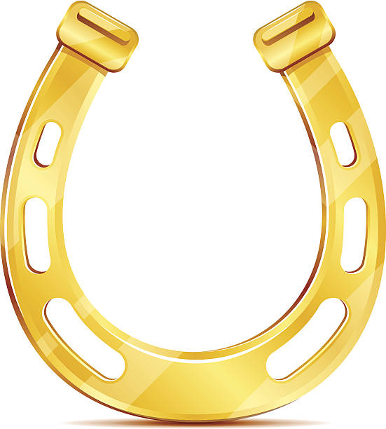 golden horseshoe - hufeisen stock-grafiken, -clipart, -cartoons und -symbole