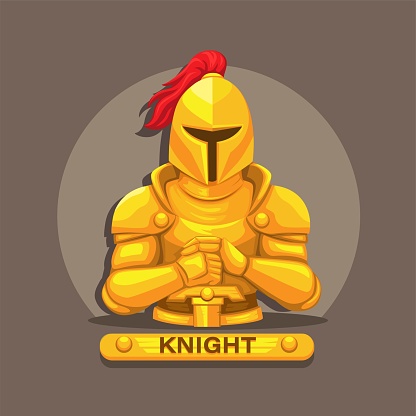 Golden Knight suit ancient war armor mascot symbol illustration vector