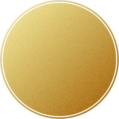 Golden label round circle with glitter texture, isolated on white. EPS 10