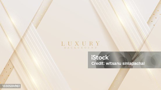istock Golden line diagonal sparkle on luxury abstract light brown background. Vector illustration. 1330504961