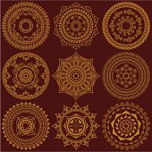 A collection of detailed mandala designs inspired by the art of mehndi (henna painting).