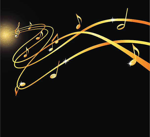 Golden musical flow vector art illustration