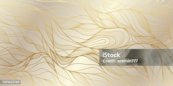istock Golden pattern Gold wavy pattern. Luxurious golden linear ornament. Premium design for wallpapers, silk textiles and jewelry. Vector illustration. 1301622769