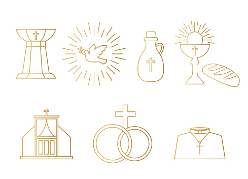 golden seven sacraments of the Catholic Church icons-