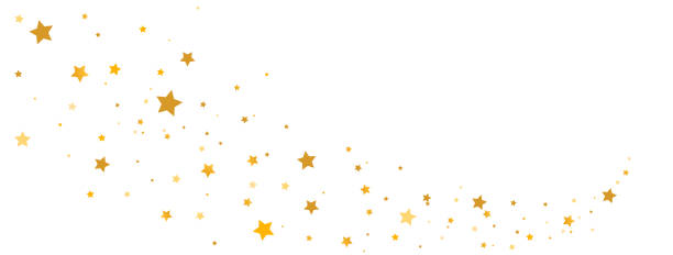 ilustrações de stock, clip art, desenhos animados e ícones de golden stars composition on white background. star trail shape. glitter elegant design elements. gold shooting stars. magic decoration. christmas texture. vector illustration - christmas magic
