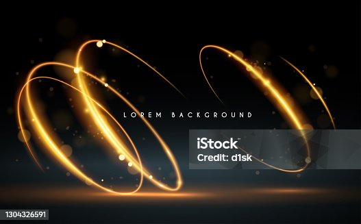 istock Golden swirl lines background with glow effect 1304326591