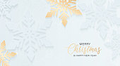 istock Golden white snowflake vector background. Luxury and elegant snowflake pattern creative design. Christmas and happy new year texture element. Suit for banner, cover card, brochure, flyer, poster 1341086942