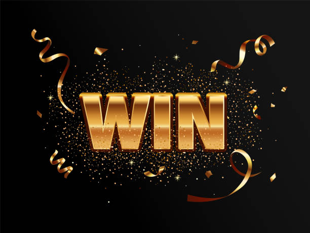Golden win banner for winners. Golden win banner for winners of poker, cards, roulette and lottery. Great template with gold confetti for flyers, greetings, congratulations and posters. Vector illustration. incentive illustrations stock illustrations
