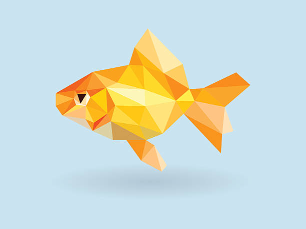 金魚低ポリゴン青を背景にした - 金魚点のイラスト素材／クリップアート素材／マンガ素材／アイコン素材