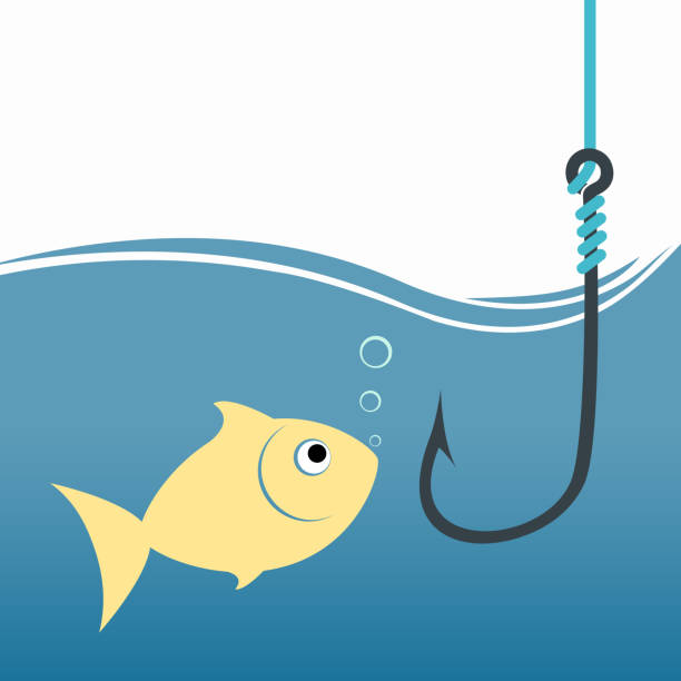 goldfish with fish hook. fishing bait. - ichthyology stock illustrations, c...