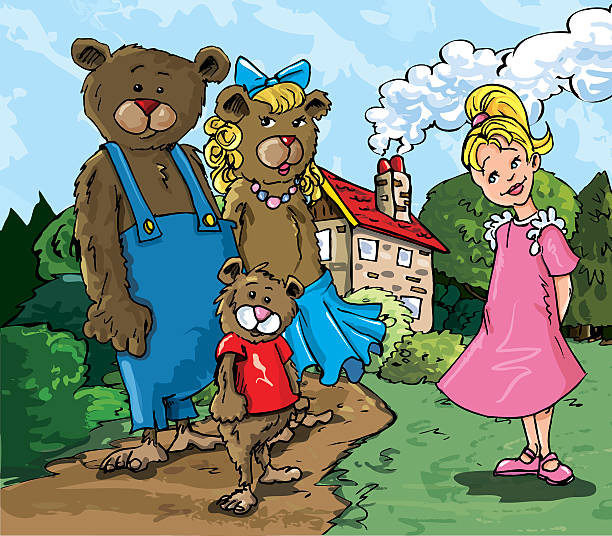 stockillustraties, clipart, cartoons en iconen met goldilocks and the three bears - drie dieren