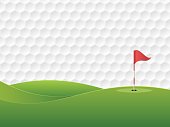 Golf background. Golf course with a hole and a flag. Vector illustration.