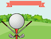 Golf Background Putting Green and gold ball. There is room for text with details the event. Ideal for a golf course fundraiser or advertisement.