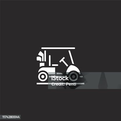 istock golf cart icon. Filled golf cart icon for website design and mobile, app development. golf cart icon from filled golf collection isolated on black background. 1174280044