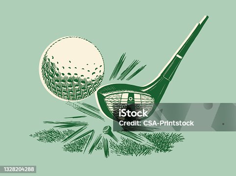 istock Golf club hitting golf ball 1328204288