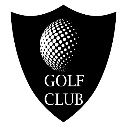 Golf logo in shield isolated on white background