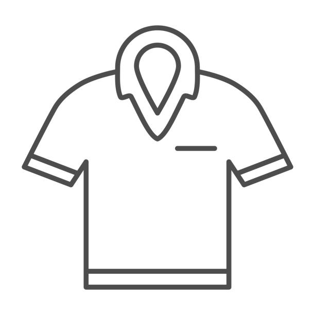 ゴルフポロシャツ細線アイコン、ゴルフコンセプト、白い背景にtシャツの看板、モバイルコンセプトとウェブデザインのためのアウトラインスタイルのポロシャツアイコン。ベクターグラフ - ゴルフ　服装点のイラスト素材／クリップアート素材／マンガ素材／アイコン素材