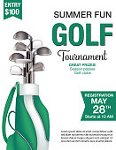 istock Golf Tournament Template With Bag andClubs 1310589545