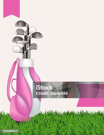 istock Golf Tournament Template With Bag, Clubs And Grass 1310589517
