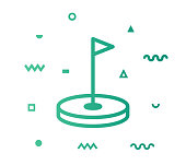 Golf icon shape with outline vector illustration. Concept line icon for social media, networking, marketing, social media campaign etc.