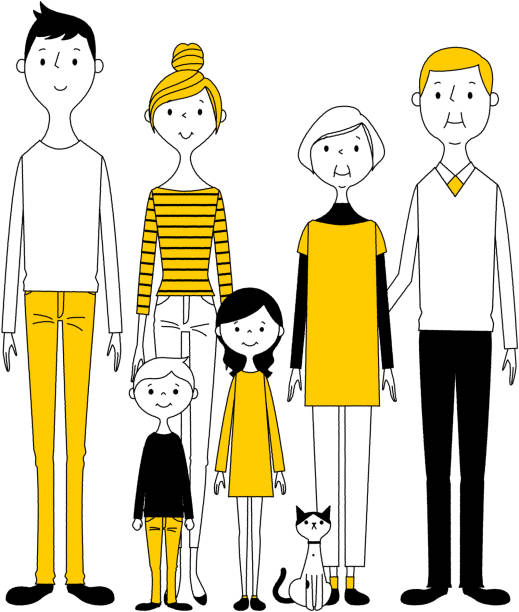 ilustrações de stock, clip art, desenhos animados e ícones de good family - grandparents vertical
