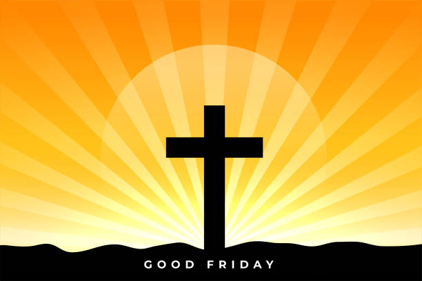 good friday blessing background with cross and sun rays  good friday stock illustrations