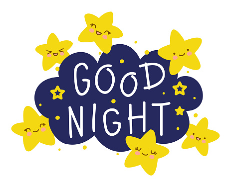 Good Night Lettering With Kawaii Stars Stock Illustration - Download ...