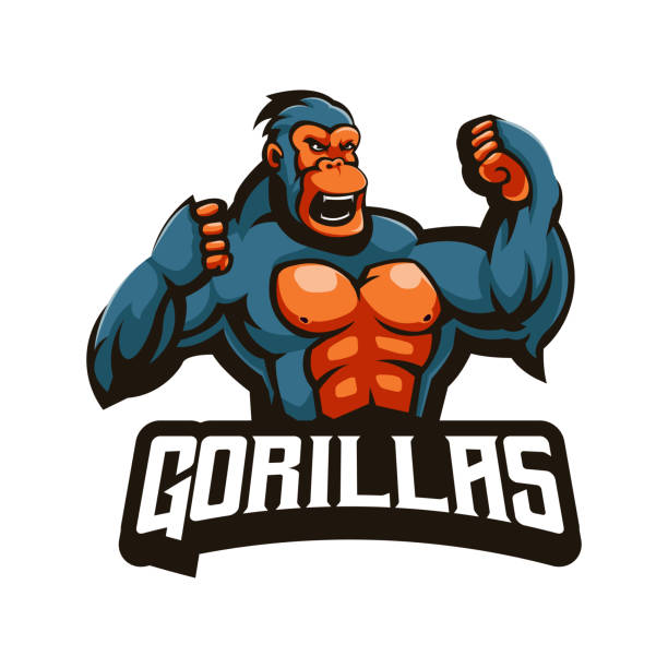 Gorilla mascot logo Gorilla mascot logo design vector with modern illustration concept style for badge, emblem and tshirt printing. Gorillas strong illustration for sport, gaming, team african warrior symbols drawing stock illustrations