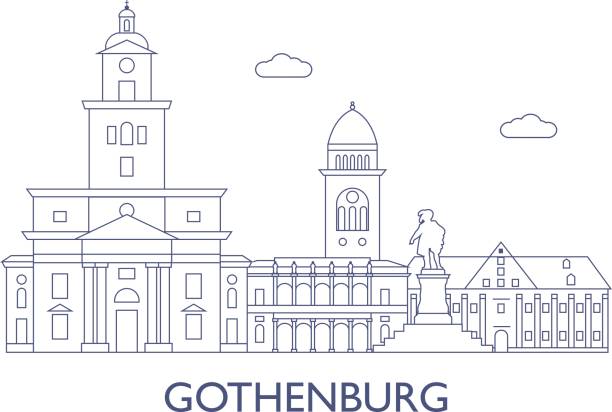bildbanksillustrationer, clip art samt tecknat material och ikoner med göteborg. de mest kända byggnaderna i staden - göteborg city