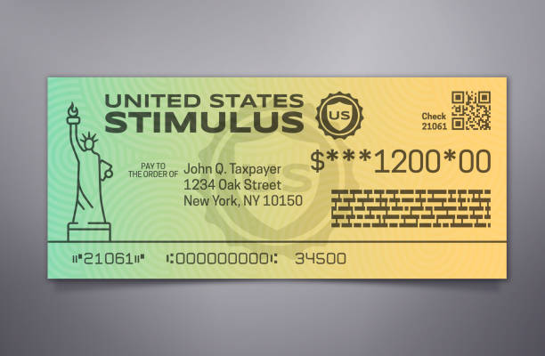 Government Stimulus Check Government emergency stimulus payment check. stimulus check stock illustrations
